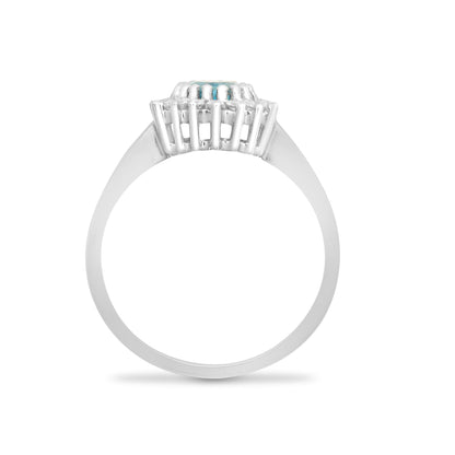 9ct White Gold Natural Diamond 23pts & Blue Topaz 90pts Ring