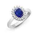 9ct White Gold Natural Diamond 23pts & Sapphire 1.10ct Ring