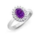 9ct White Gold Natural Diamond 23pts & Amethyst 70pts Ring