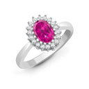 9ct White Gold Natural Diamond 23pts & Pink Sapphire 1.06ct Ring