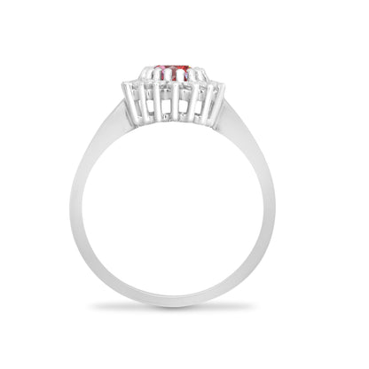 9ct White Gold Natural Diamond 23pts & Ruby 1.10ct Ring