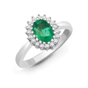 9ct White Gold Natural Diamond 23pts & Emerald 78pts Ring