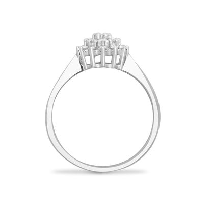 9ct White Gold Natural Diamond Cluster Ring