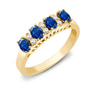 9ct Yellow Gold Natural Diamond 12pts & Sapphire 1.05ct Ring