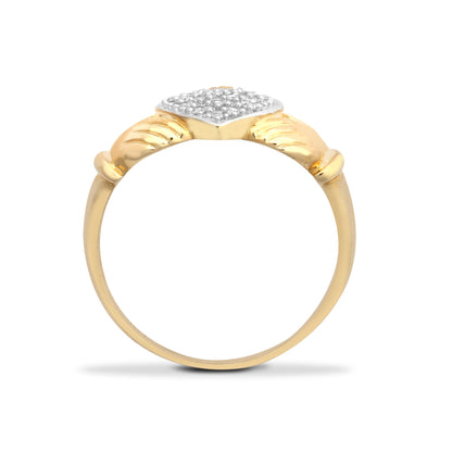 9ct Yellow Gold Natural Diamond Claddagh Ring