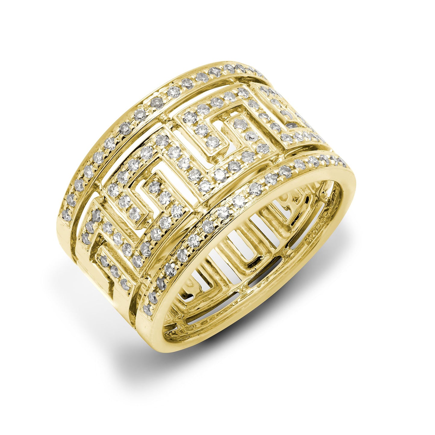 9ct Yellow 0.50 Natural Diamond Greek Key Style Ring