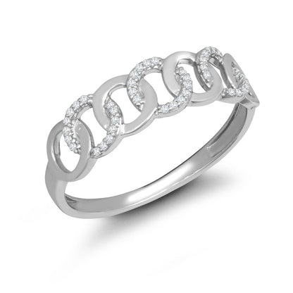 9ct White Gold 0.06cts Natural Diamond Interlinked Circle Ring
