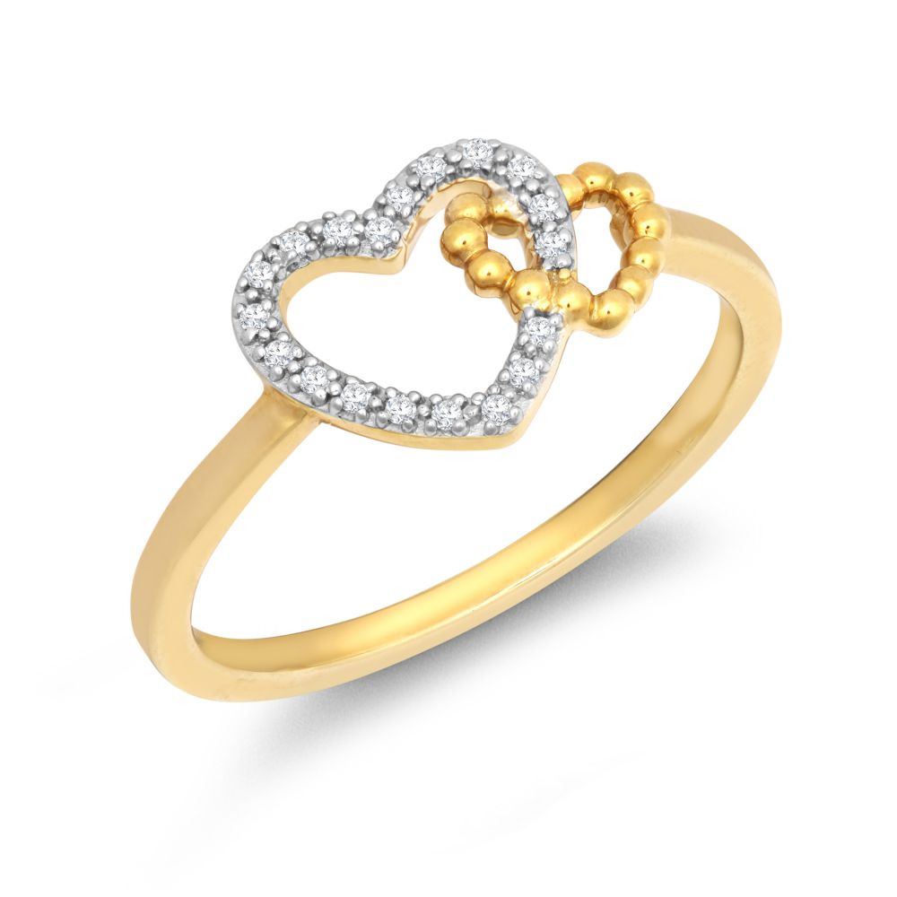 9ct Yellow Gold 0.05cts Natural Diamond Double Heart Ring