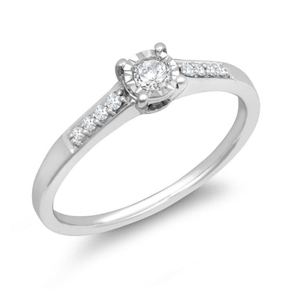 9ct White Gold 0.15cts Natural Diamond Illsion-set Ring