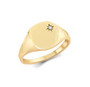 9ct Yellow Gold 0.03cts Diamonds Star-set Cushion Signet Ring