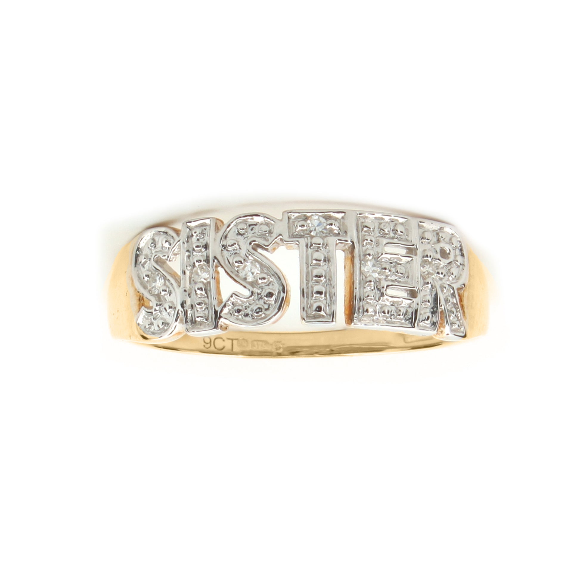 9ct Yellow Gold 0.03ct Natural Diamond SISTER Ring