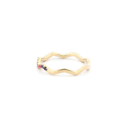 9ct Yellow 0.27ct Rainbow Saph Zigzag ET Ring