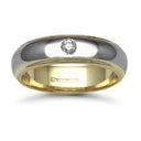 9ct Gold 2 Colour Natural Diamond Rubover set Wedding Ring