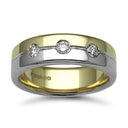 9ct Gold 2 Colour Natural Diamond Rubover set Wedding Ring