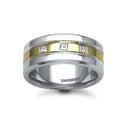 9ct Gold 2 Colour Natural Diamond Rubover set Wedding Ring