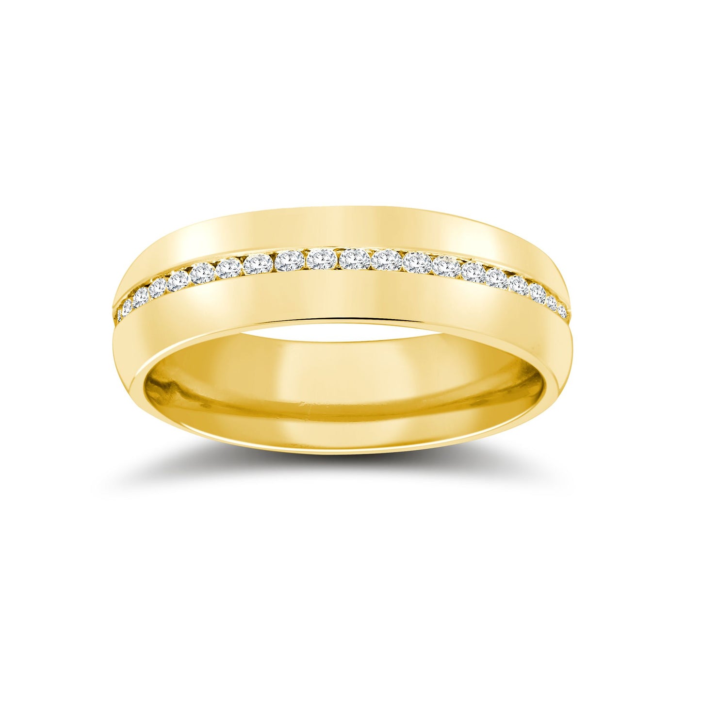 9ct Yellow Gold RBC Court Natural Diamond Wedding Band Fully Set - 4mm - 50pts