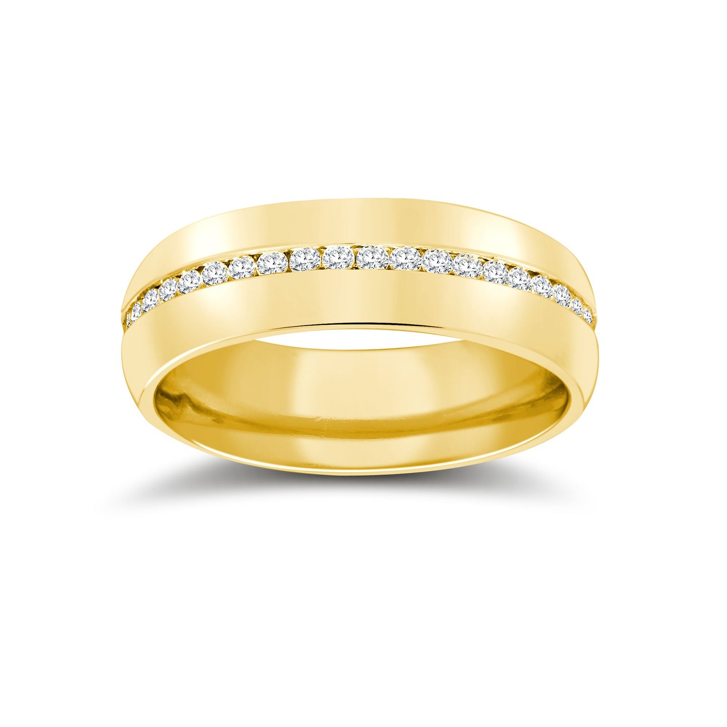 9ct Yellow Gold RBC Court Natural Diamond Wedding Band Fully Set - 6mm - 70pts