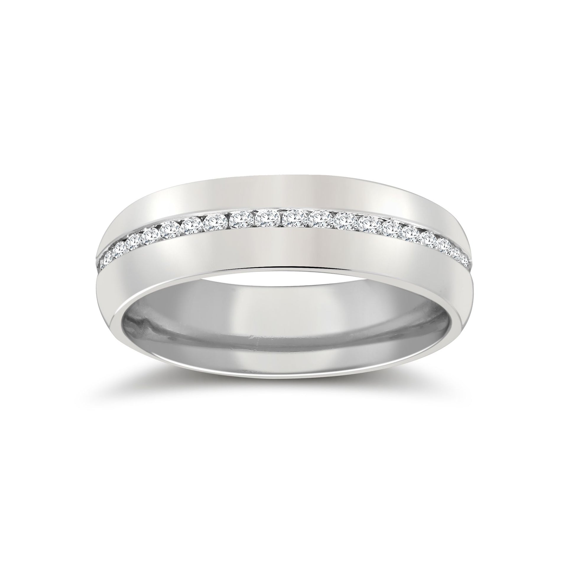 9ct White Gold RBC Court Natural Diamond Wedding Band Fully Set - 4mm - 50pts
