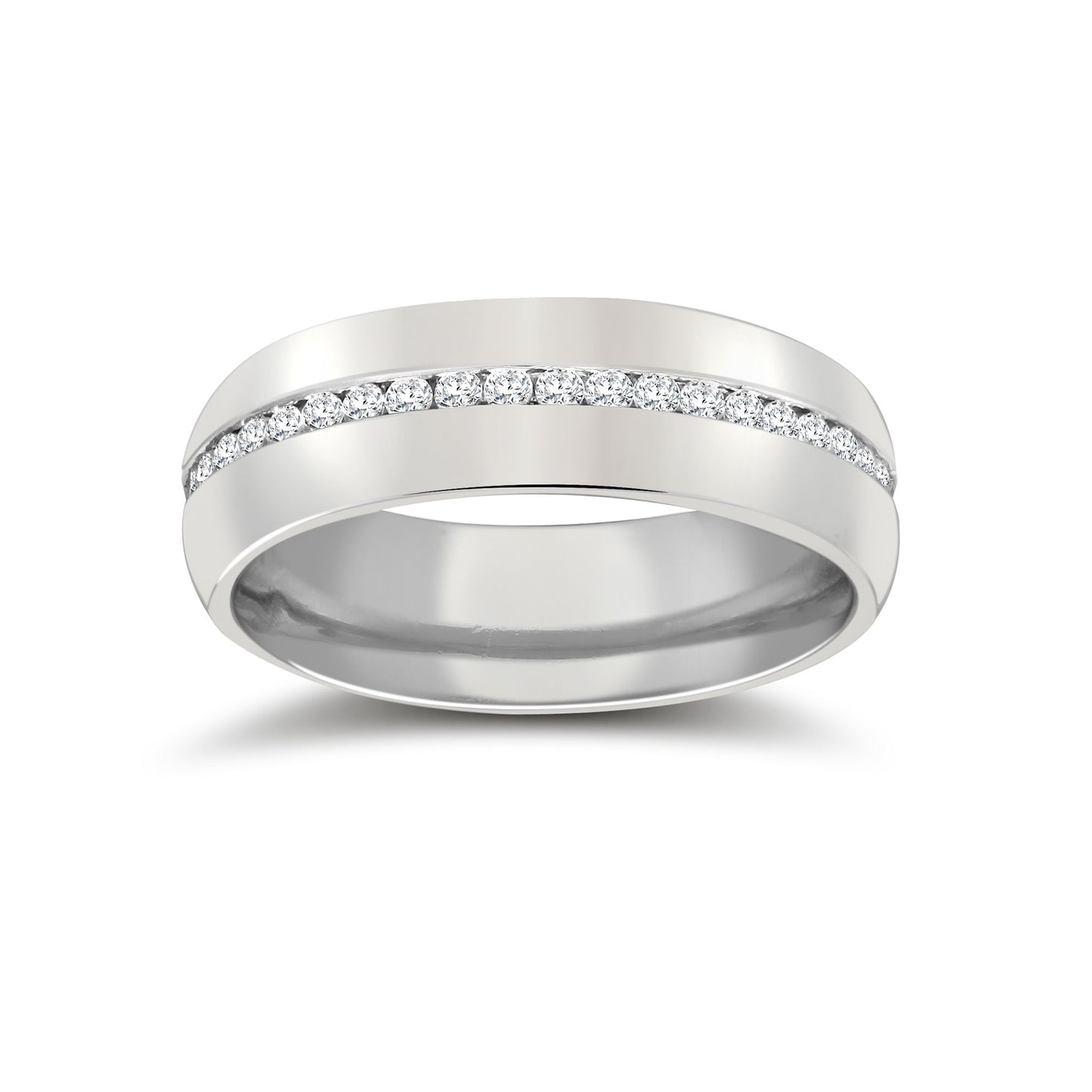 9ct White Gold RBC Court Natural Diamond Wedding Band Fully Set - 6mm - 70pts