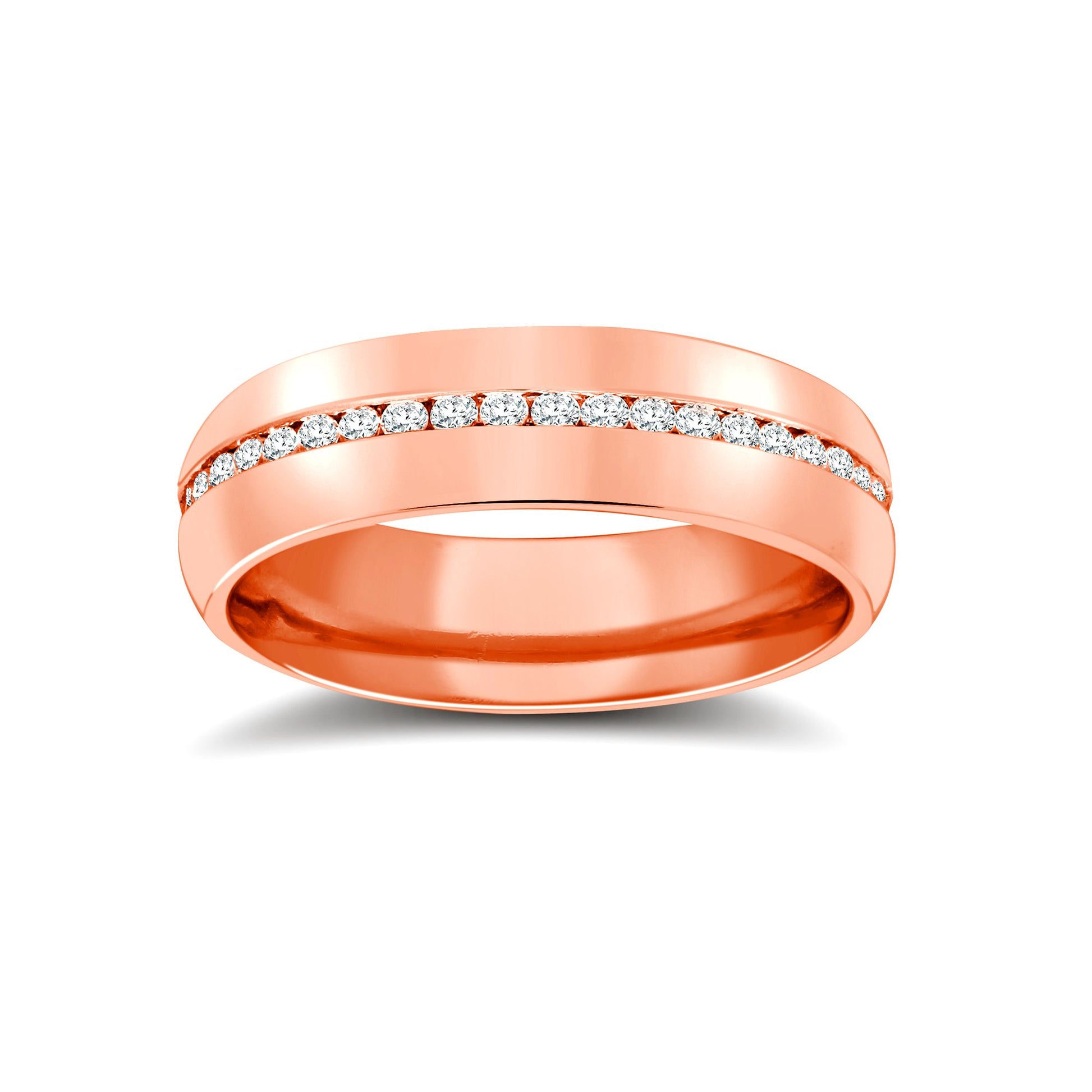 9ct Rose Gold RBC Court Natural Diamond Wedding Band Fully Set - 4mm - 50pts