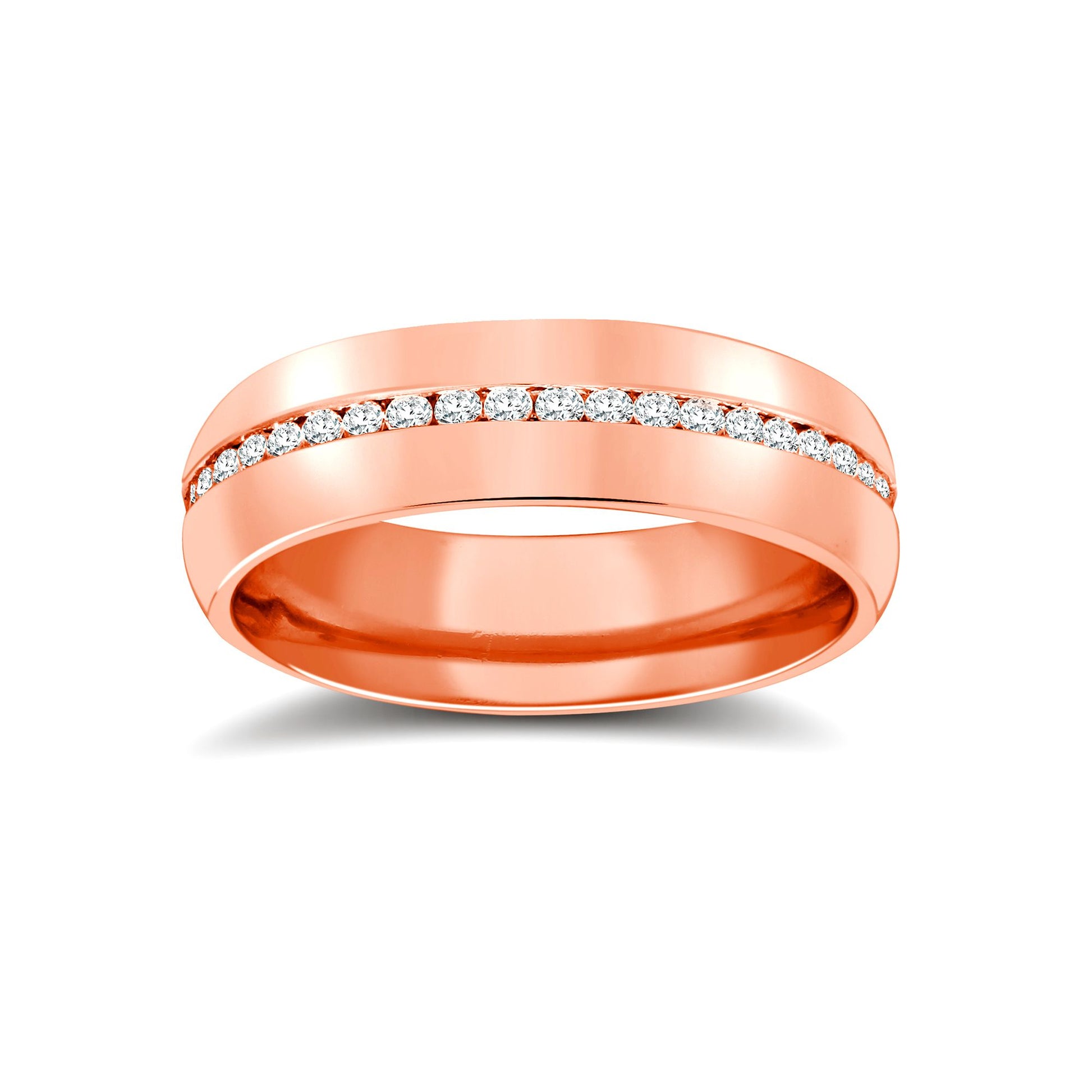 9ct Rose Gold RBC Court Natural Diamond Wedding Band Fully Set - 5mm - 50pts