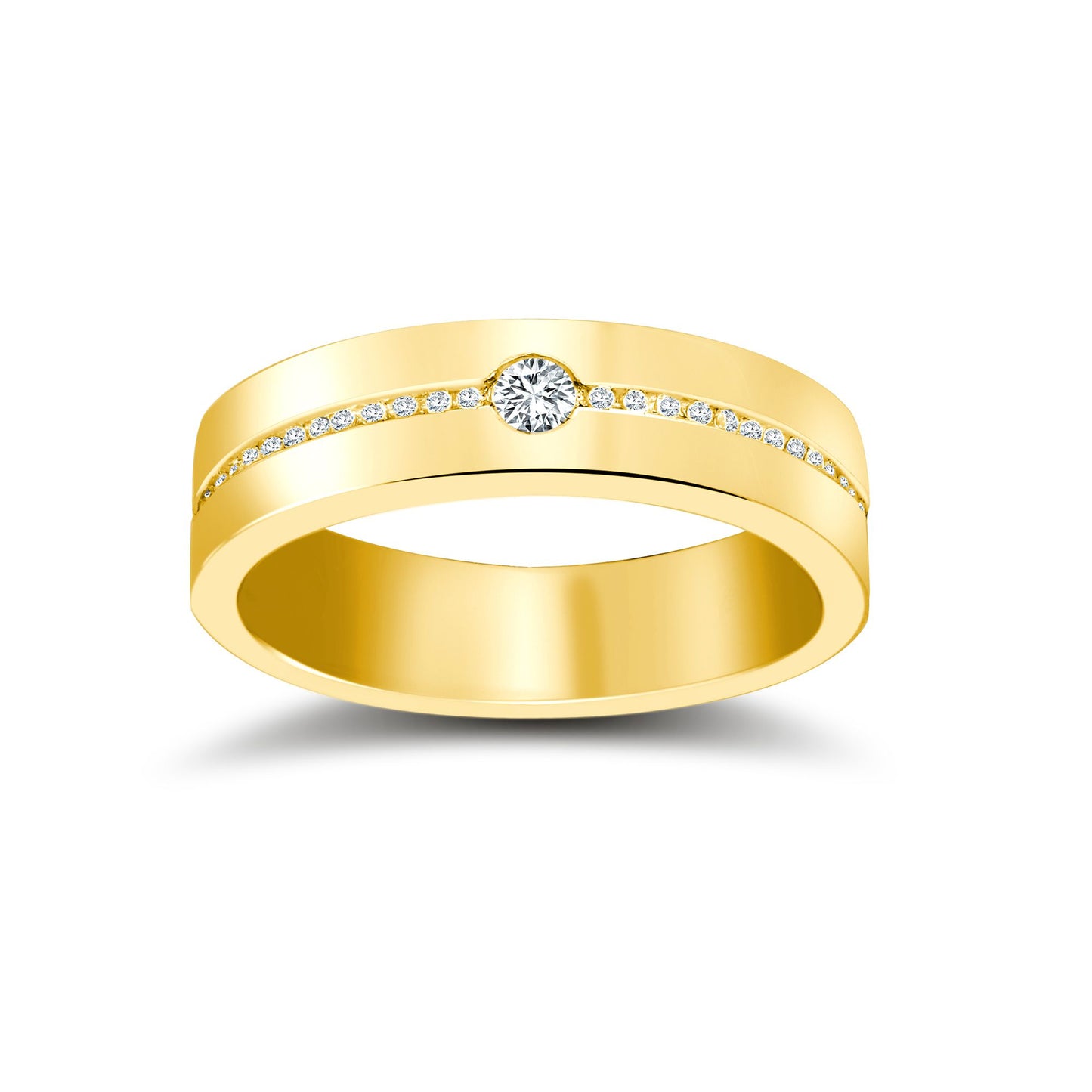 9ct Yellow Gold RBC Flat Court Natural Diamond Wedding Band Half Set - 4mm - 28pts