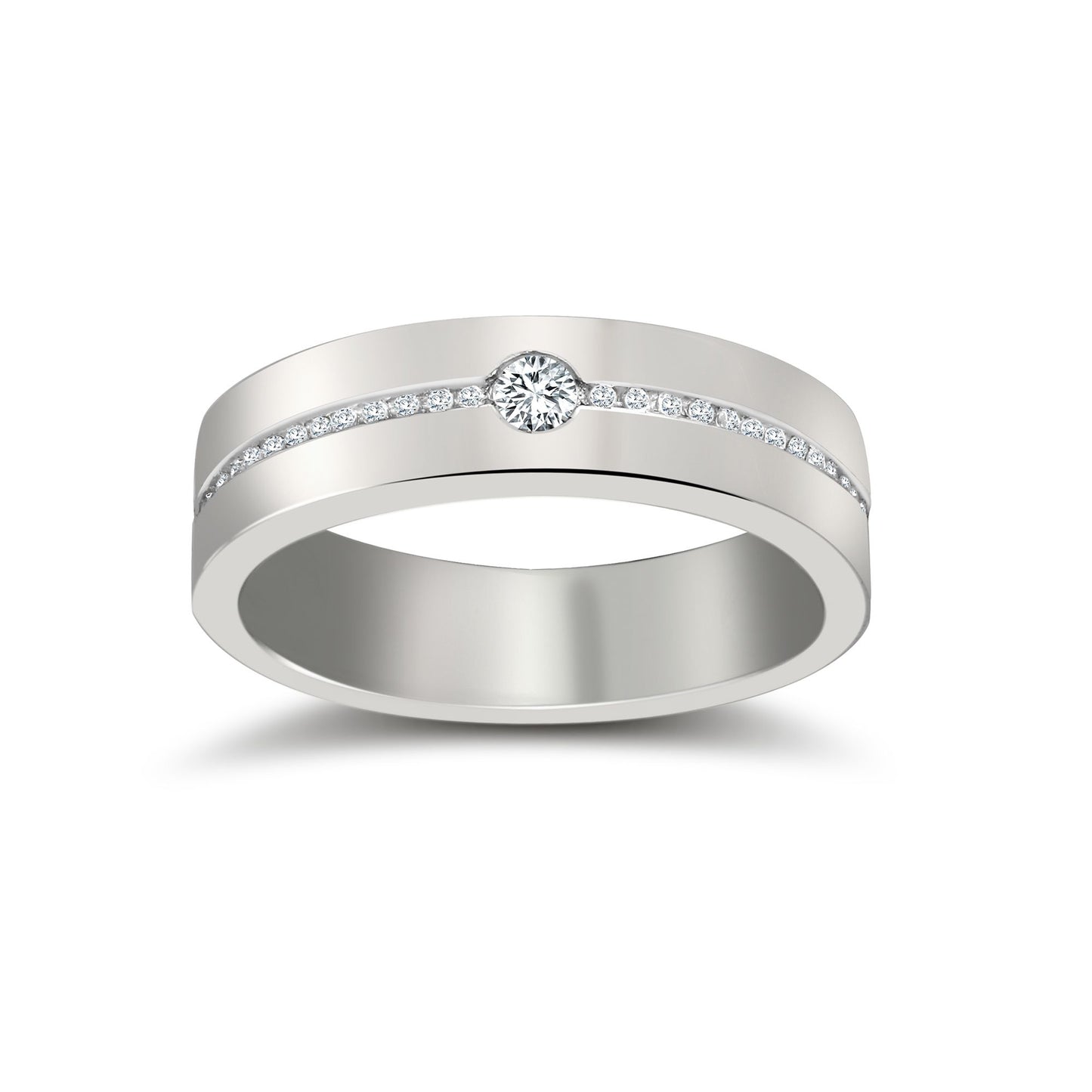 9ct White Gold RBC Flat Court Natural Diamond Wedding Band Half Set - 5mm - 30pts