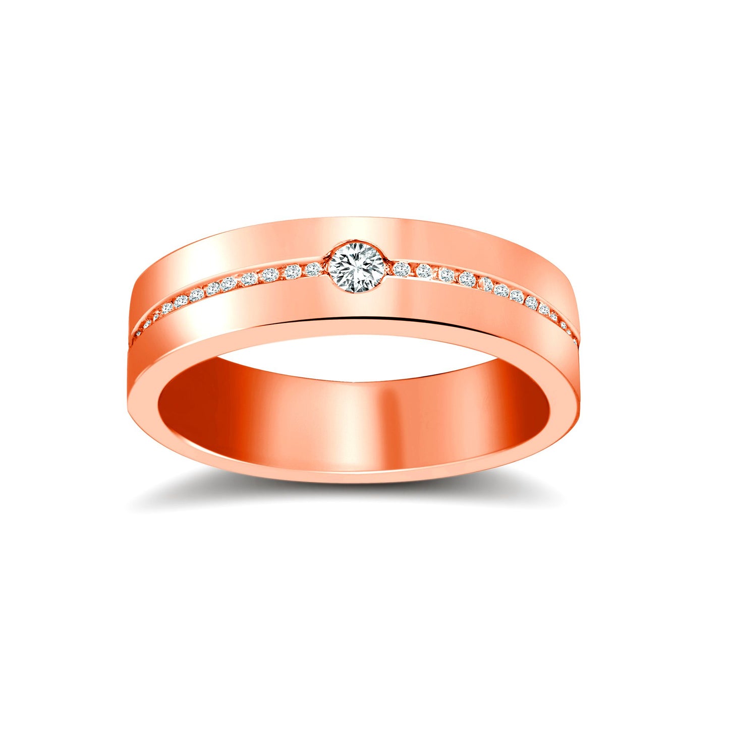 9ct Rose Gold RBC Flat Court Natural Diamond Wedding Band Half Set - 4mm - 28pts