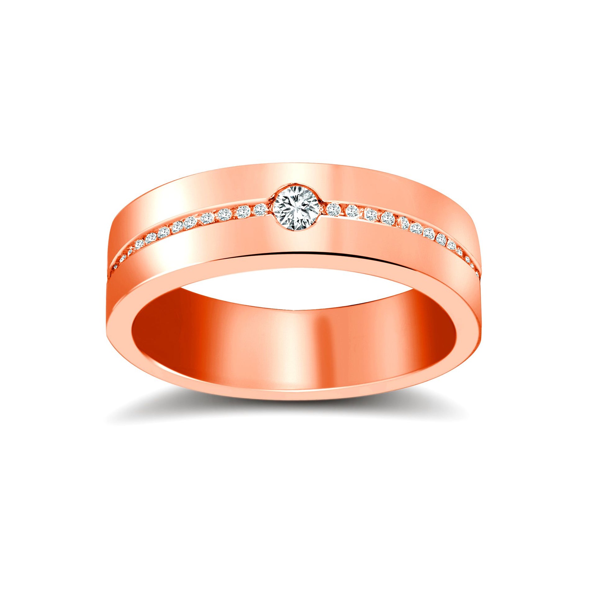 9ct Rose Gold RBC Flat Court Natural Diamond Wedding Band Half Set - 6mm - 30pts