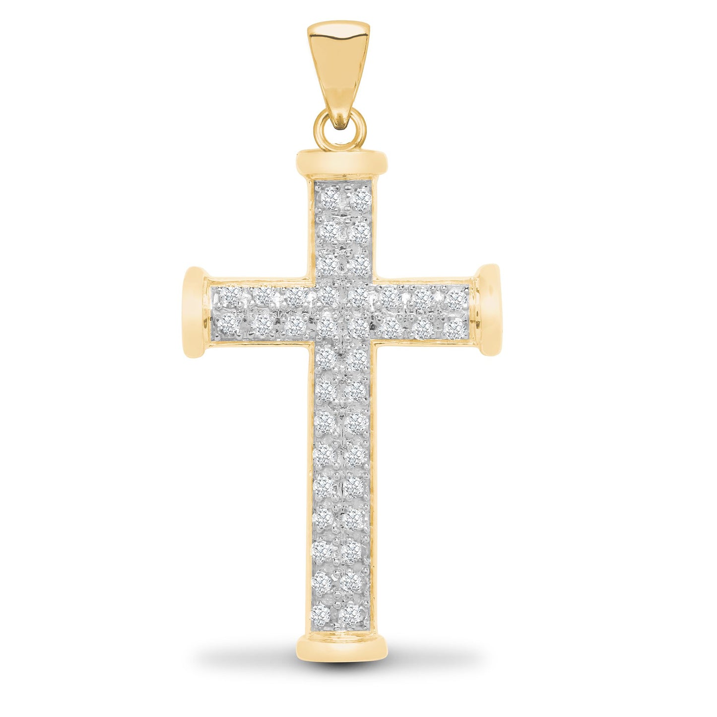 9ct Yellow Gold Natural Diamond Cross