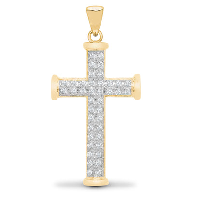 9ct Yellow Gold Natural Diamond Cross