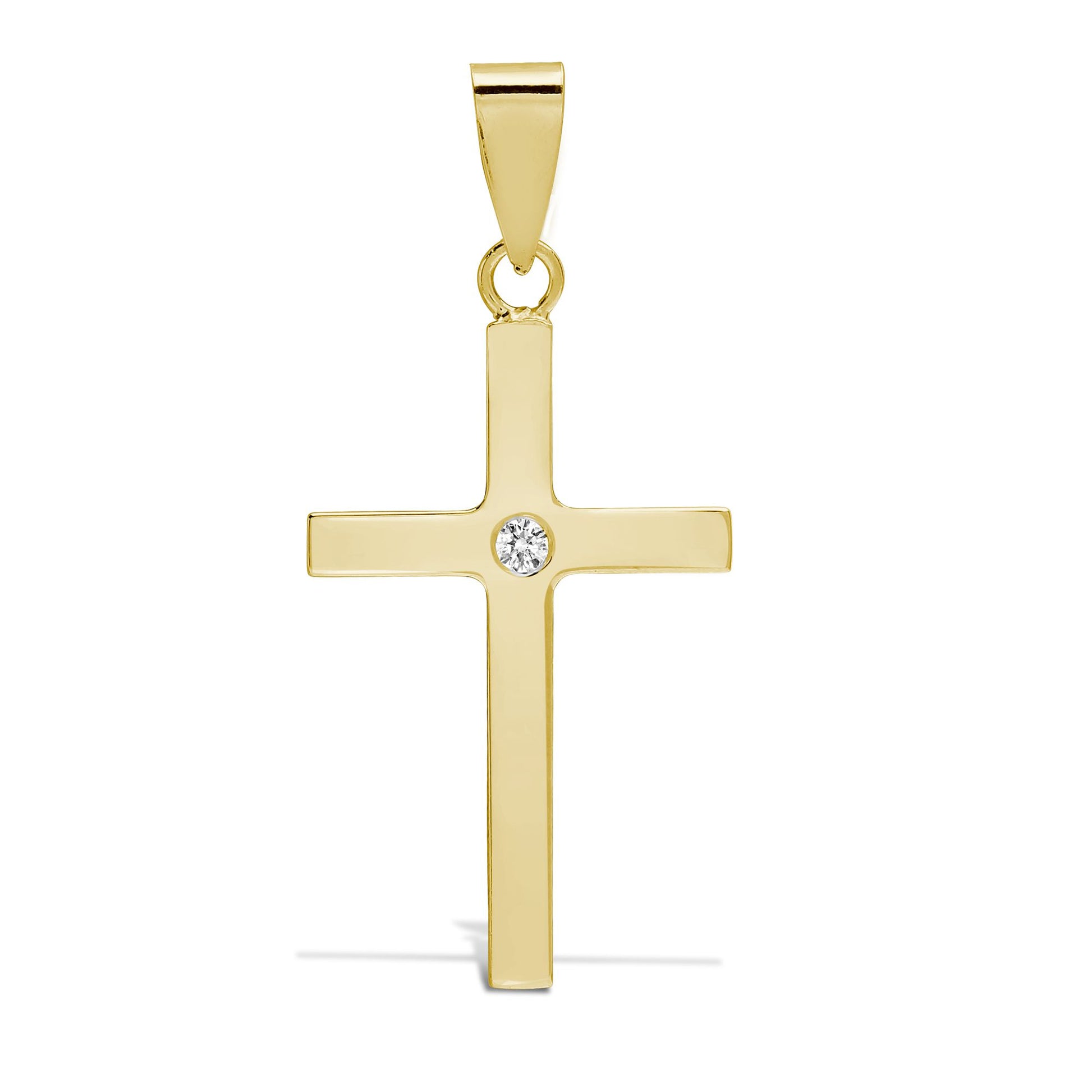 9ct Yellow 0.03ct Invisible Set Natural Diamond Cross