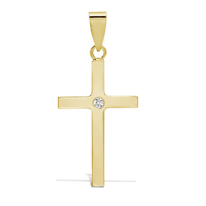 9ct Yellow 0.03ct Invisible Set Natural Diamond Cross