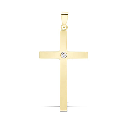 9ct Yellow 0.10ct Invisible Set Natural Diamond Cross