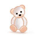 Lucky Animals Teddy Bear Clip in 18K Rose Gold with Mother-of-Pearl and Onyx