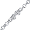 925 Silver Cubic Zirconia Set Double Boxing Glove Belcher Bracelet