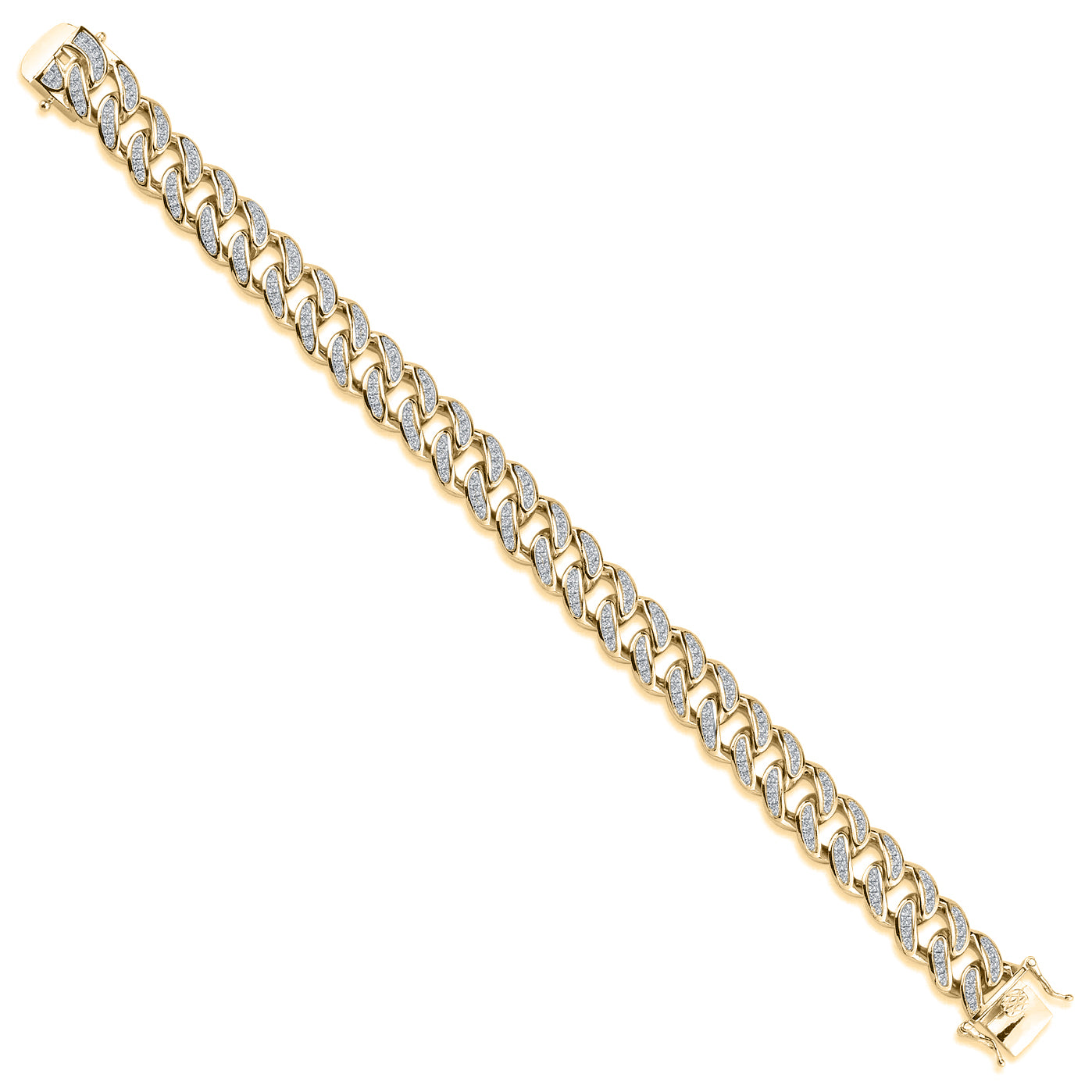 925 Silver Gold Plated Cubic Zirconia Set Cuban Bracelet