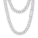 925 Silver Cubic Zirconia Set Cuban Chain 10.0mm