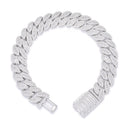 925 Silver Baguette Cubic Zirconia Set Cuban Chain 14.0mm