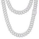 925 Silver Baguette Cubic Zirconia Set Cuban Chain 12.0mm