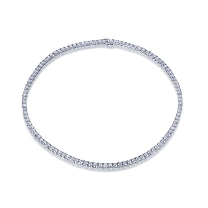 925 Silver Cubic Zirconia Set Tennis Necklace 4.0mm 17 Inch