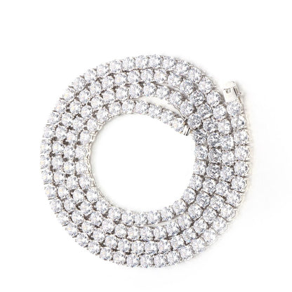 925 Silver Cubic Zirconia Set Tennis Necklace 6.0mm 17 Inch
