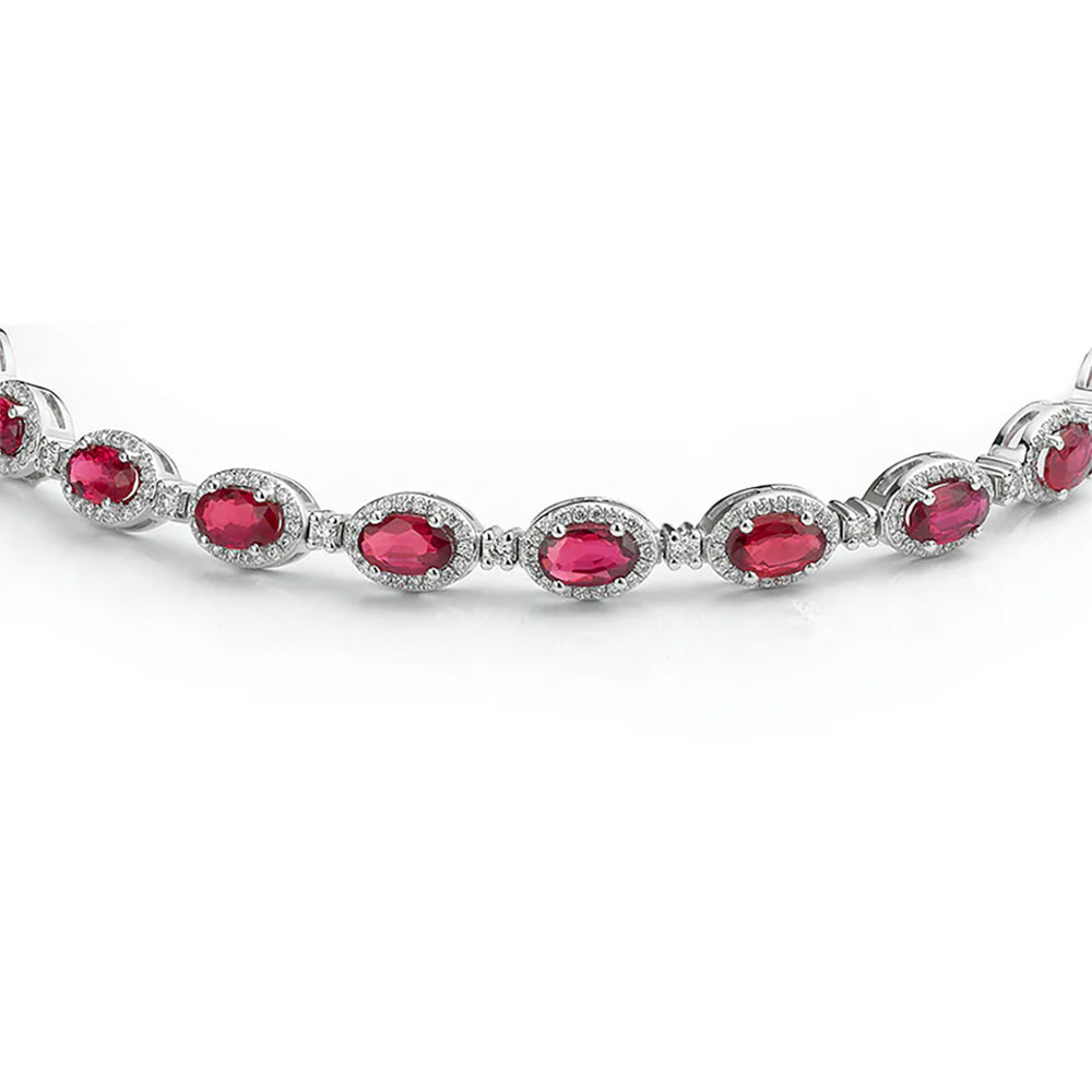 925 Silver Cubic Zirconia Ruby and White Stone Necklace