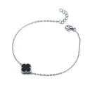 925 Silver Rhodium Clover Bracelet Onyx