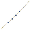 925 Silver 14ct Gold Plated Cubic Zirconia Set Clover Bracelet
