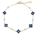 925 Silver 14ct Gold Plated Cubic Zirconia Set Clover Bracelet