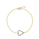 925 Silver 14ct Gold Plated Cubic Zirconia Set Heart Bracelet