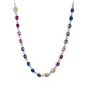 ABB229- | 925 Silver Rhodium Plated Multi Col Cubic Zirconia Collorette with 3 inch Extender