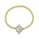 925 Silver 14ct Gold Plated Cubic Zirconia Set T Bar Bracelet