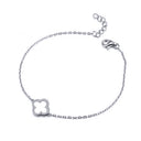 925 Silver Rhodium Plated Cubic Zirconia Set Clover Bracelet